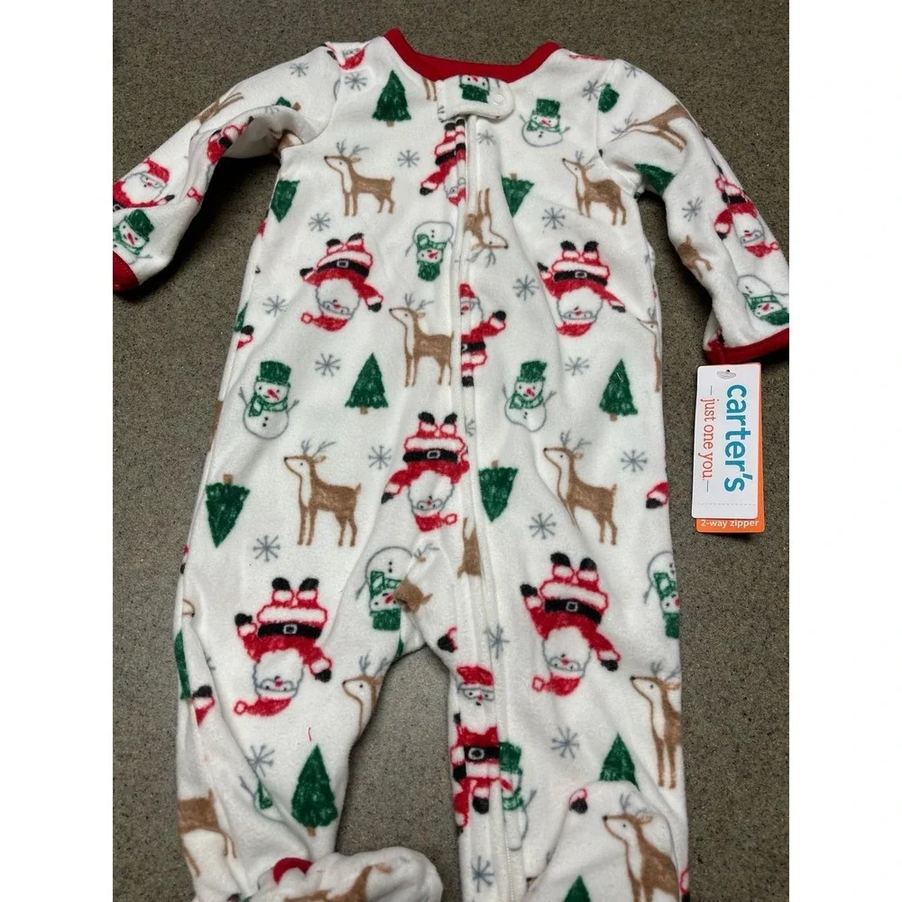 Christmas Carter's‎ NWT 6 mo fleece sleeper Santa and reindeer